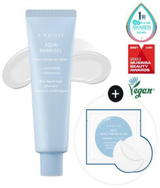 에스네이처 아쿠아 오아시스 수분 젤크림 90ml 기획 (+카밍패드 2매), 1개