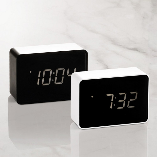 루나리스 사운드 터치센서 LED 직사각 베이직 탁상시계 화이트, 단품