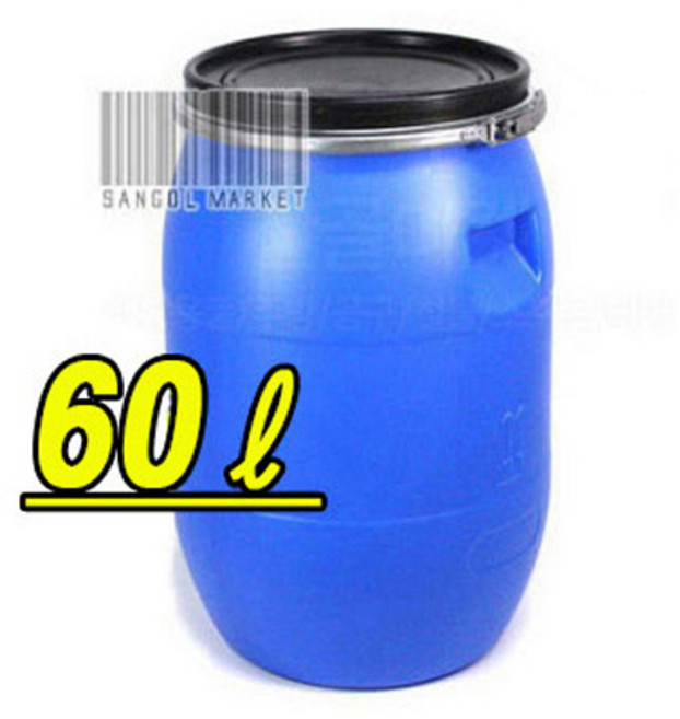 플라스틱드럼통 세척 드럼통 pe드럼통 오픈드럼통, 중고 P뚜껑오픈드럼 60L, 1개
