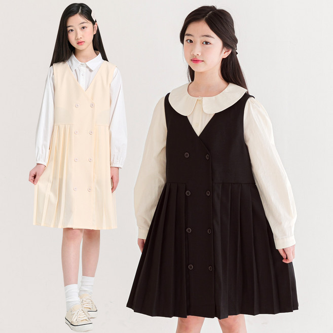 (130-155cm) 초등학생 원피스 연주 콩클 여아 주니어 플리츠 정장 하객룩 원피스 미니로이 제리