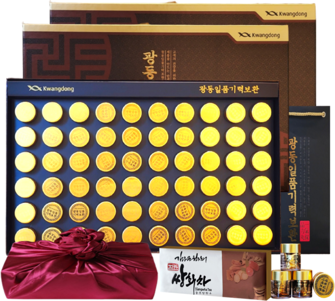 광동 침향 녹용 홍삼 기력보환 120환(4개월분) 465g + 쇼핑백 부모님 15가지 전통원료 연말 설 명절 선물세트 (전통차 포함) 1개