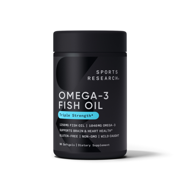 SPORTS RESEARCH Triple Strength Omega-3魚油軟膠囊, 90顆, 1罐