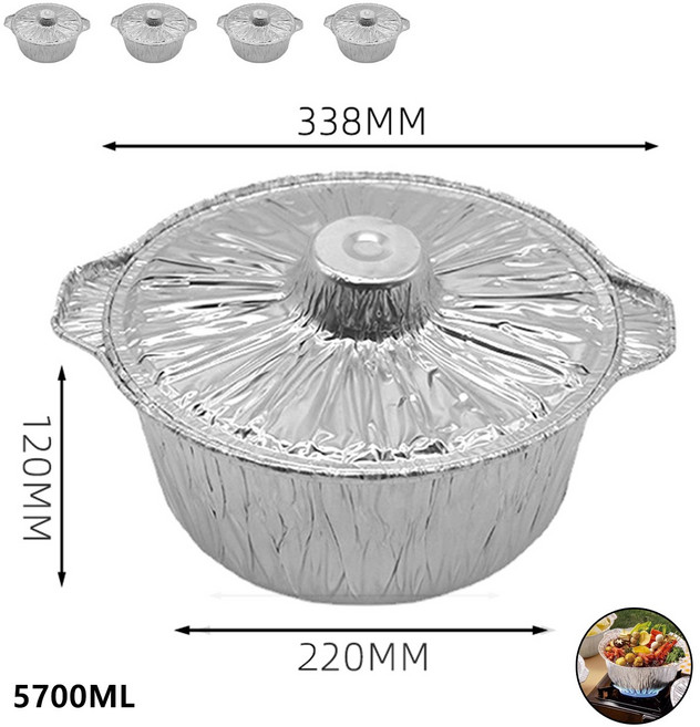 은박 일회용 냄비 캠핑용 알루미늄직화용기, 5개, 5700ML