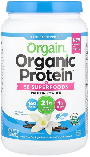 올게인 Organic Protein & 슈퍼 푸드 분말 식물성 바닐라빈 918g(2.02lbs), 918g, 1개 - 쿠팡
