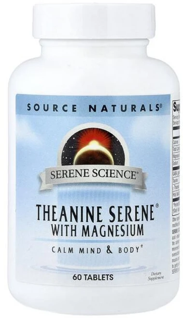 Source Naturals Serene Science Theanine Serene With Magnesium Tablets 소스 네추럴스 테아닌 마그네슘 타블렛, 2개, 60정 - 쿠팡