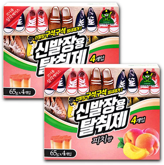 산도깨비 신발장용 탈취제 피치향 65g*4개입 신발장탈취제, 260g, 2개