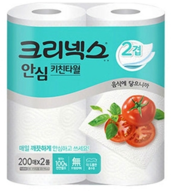 크리넥스 안심 클래식 키친타올 200매 2롤 (TS-0823), 1