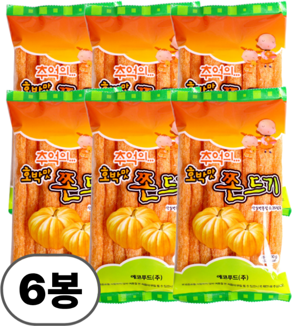 에코푸드 추억의 호박맛 쫀드기 70g 쫀디기, 6개