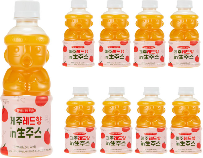 물타지않은 레드향 감귤 착즙주스, 8개, 320ml