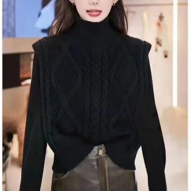 針織連帽毛衣馬甲外套女 復古小眾純色顯瘦