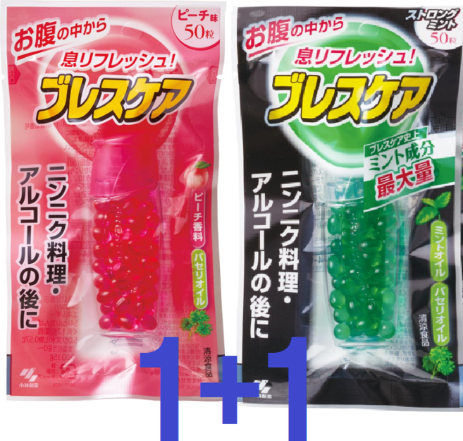 고바야시 브레스케어 스트롱민트+복숭아 모음, 1세트, 10g