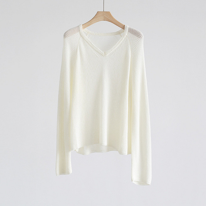 셀러리픽 여름 텐셀 리넨 브이넥 루즈핏 스웨터 간절기용 데일리 가디건 데이트룩 코디 여성용 솔리드 컬러 편안한 착용감 20대 30대 스타일