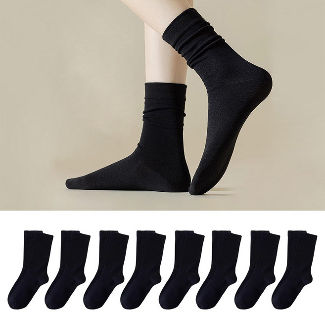 8개1세트 뷰티 여성용 조이지 않고 편안한 무압박 중목 양말