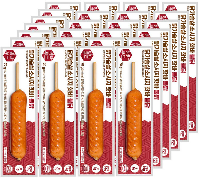 [방탄푸드] 닭가슴살 소세지 핫바 불닭 70g, 24개