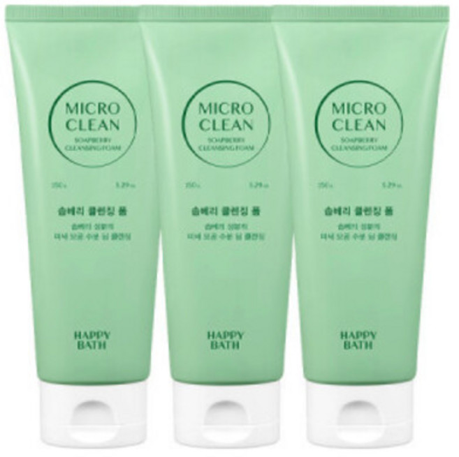 해피바스 마이크로미셀라 솝베리 모이스춰 클렌징 폼150g 3개, 1g