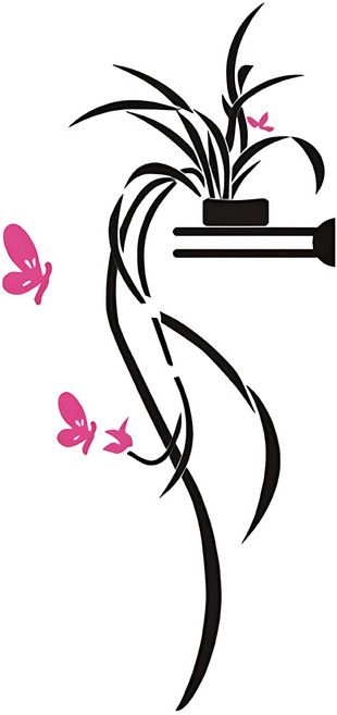 아크릴 스티커 3D 입체 포인트 시트지 벽장식 카페 집꾸미기 인테리어 세계지도외 28종, 15_난초와나비(핑크+블랙)중형