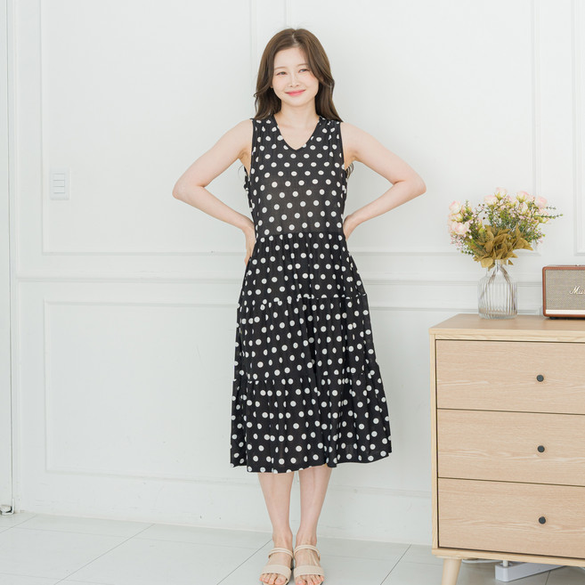 아킵 냉감 나시 원피스 여름 민소매 루즈핏 데일리 홈웨어