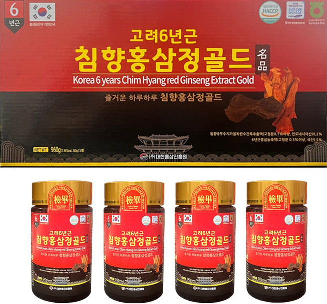 고려6년근 침향홍삼정골드 1세트(4p) 귀한 침향과 건강한 홍삼의 조화, 4개, 240g