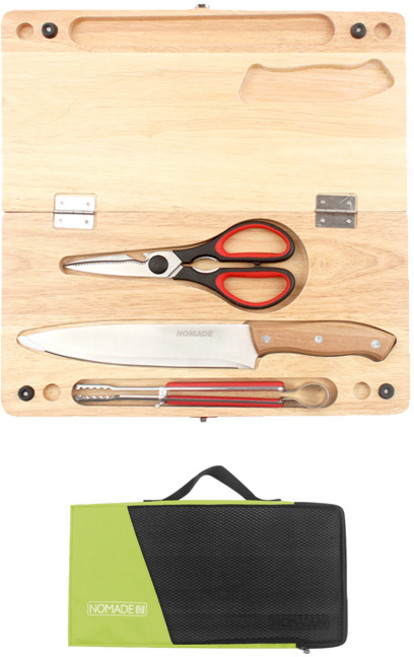 우드 도마 세트 칼 도마 집게 가위 가방 5종 캠핑, 1개