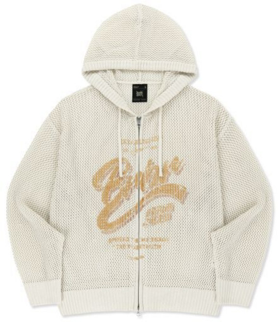 브라운브레스 brownbreath PRINTED WAFFLE HOOD ZIP UP - BEIGE