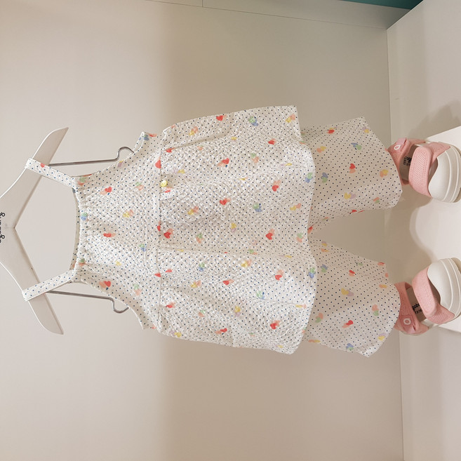 아가방 여름 베이비페어 끈나시핏 유아 나시 상하복 여아 도트 하트 A라인 끈나시 와이드팬츠 상하세트 쿨링 외출복 아기옷 / 이쁜것만 알고 땀은모 르는여름 유아 상하복 돐부터