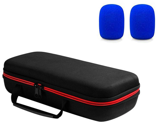 이중 무선 마이크를 위한 EVA 마이크 케이스 정리함 가방 스펀지 커버로 안전한 운반과 액세서리 보관이 가능합니다, 파랑색