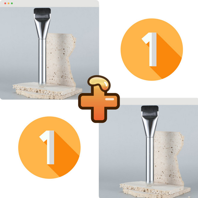 MSMULTIVERSE 파운데이션 브러쉬 모공 납작 파데 붓, 2개, 실버