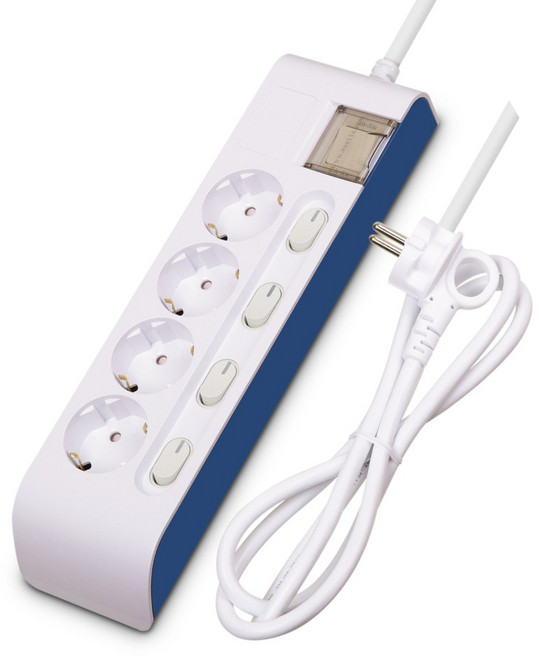 현대 일렉트릭 고용량 멀티탭 4구 과부하차단 고전력 개별 스위치 1.5m