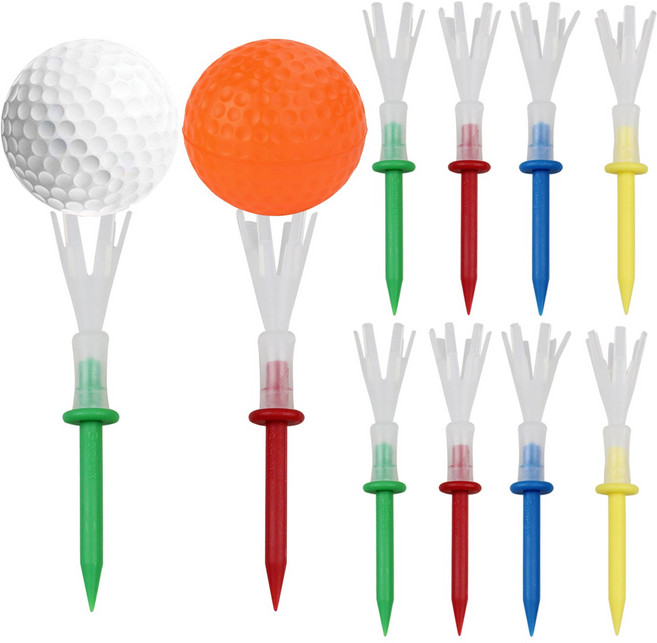 CRESTGOLF 플라스틱 골프티 높이조절 골프티꽂이 롱골프티 83mm 10개, 색상 혼합