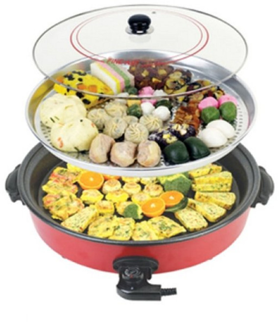 특대형 큰 대형 대용량 원형 동그란 전기 찜기 팬 찜통 찜냄비 피자팬 잔치팬 46cm+ 찜판10+ 사은품(집게) 강화유리명절 추석 설 제사 불판 만두 석화 조개 찜기 BR-2003, 보령 BR-2003 46cm, 1개