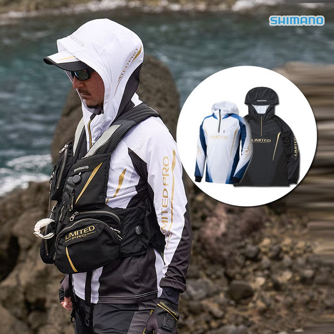 [인수상회] 시마노 리미티드프로 하프 지퍼 셔츠 낚시복 SH-124Y 윤성 보증특약점, 리미티드 화이트
