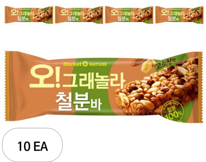 마켓오네이처 오 그래놀라 철분바, 35g, 10개