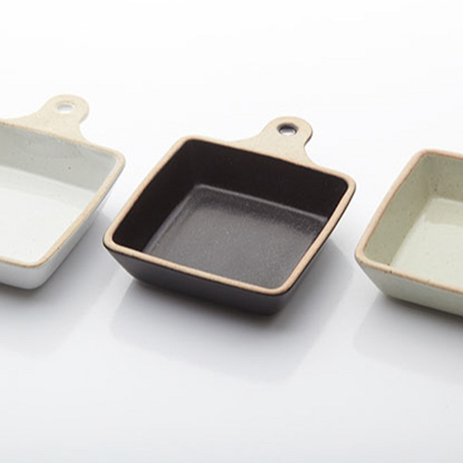 여울 손잡이 사각 접시, 블랙