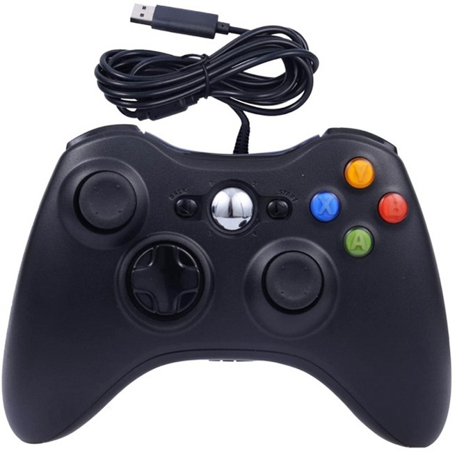 有線遊戲手把 支援PC/Steam/Xbox 360 震動/線性/壓感加速, 黑色, 1個, 360XB001