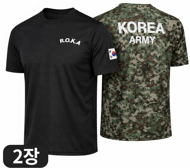 아소트 남녀공용 냉감 통기성 메쉬 로카티 코리아 아미 ROKA 반팔 티셔츠 2장세트