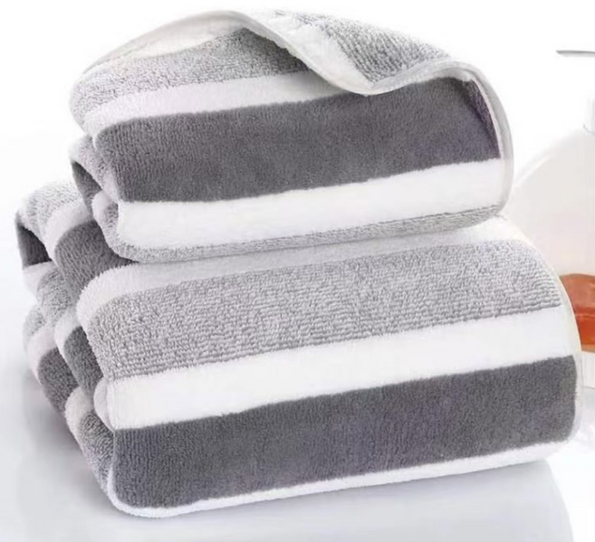 리쿠 호텔 대형 바스타월 수건 35x75cm + 70x140cm, 1세트, 그레이