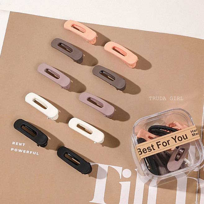 杜達女孩 磨砂編髮小抓夾 10入盒裝 糖果色髮飾 瀏海夾 邊夾鯊魚夾