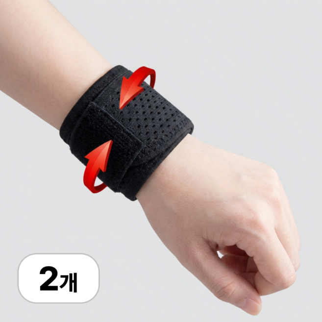 로멀리 고탄력 슬림핏 손목보호대, 블랙, 2개