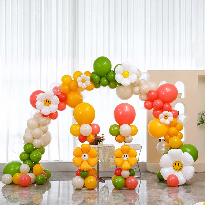 [파티랑]오픈기념행사 축제용 기둥아치풍선, 1세트, 22)데이지 올리브앤로즈우드 기둥포함