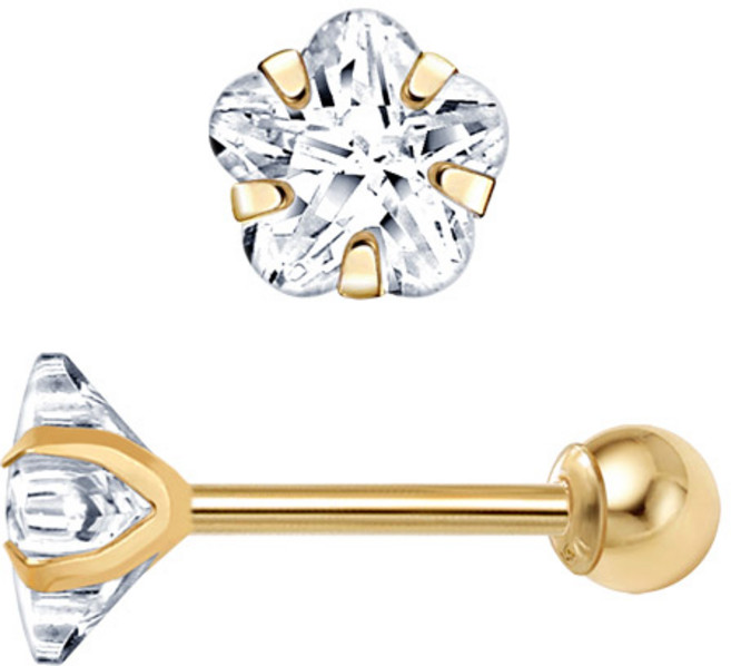 [골드팡] 14k 쁘띠스톤 플라워 큐빅 피어싱 심플 데일리 레이어드 생일선물 여자친구 기념일선물