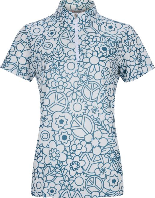 스위스 몽크로스 골프 여성 하프넥 반집업 패턴 반팔 티셔츠