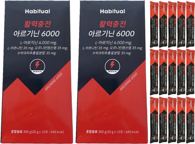 아르기닌 6000 활력충전, 300g, 2박스 - 쿠팡