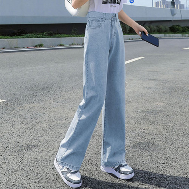 블링푸루 여성용 세미 와이드 데님팬츠 청바지 빅사이즈 4컬러 BP-101