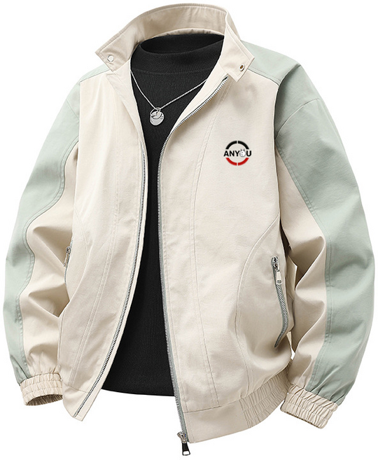 ANYOU 남성 봄 가을 청초한 두톤 자켓 편안한 데일리 외투