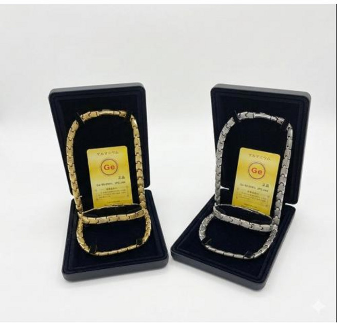 남녀공용 게르마늄 목걸이 팔찌 세트 실버 골드 음이온 건강 선물용