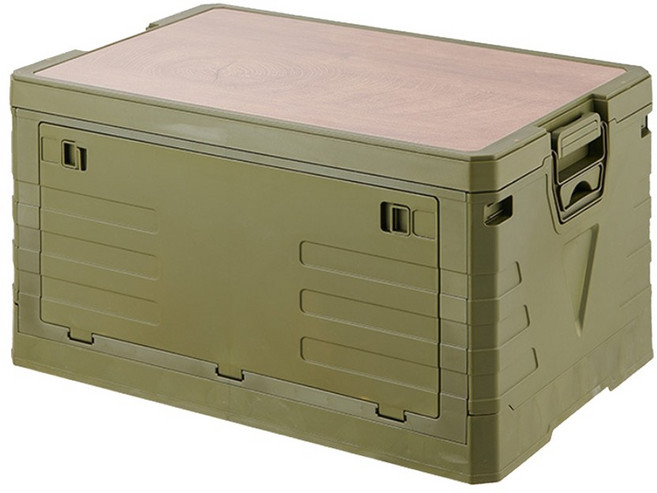 AOTTO 68L 露營軍規耐重雙開折疊收納箱 (置物箱 戶外箱 露營桌), 軍綠色, 1個