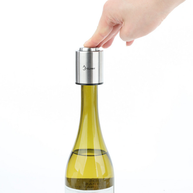 똑똑한 날짜 표시 기능 진공 와인 스토퍼 세이버 보관 뚜껑, 스텐인레스 - 실버, 1개