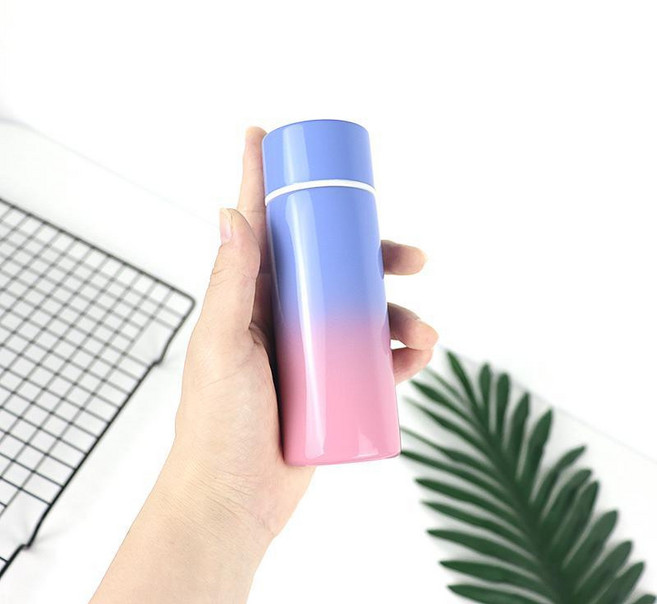 DFMEI 미니 텀블러 304 스테인리스 스틸 여성 소형 휴대용 물컵 작은 병 작은 용량 콤팩트 포켓 컵, 퍼플 그라데이션 120ml, 1개