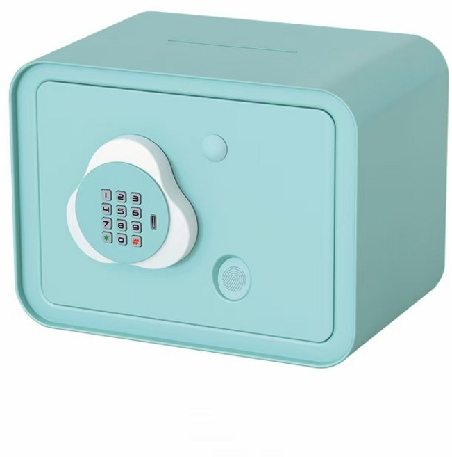 LOTUSNEX 디지털 저금통 비밀번호 금고 동전 ATM 미니금고 지폐 저금통, 금고푸른색