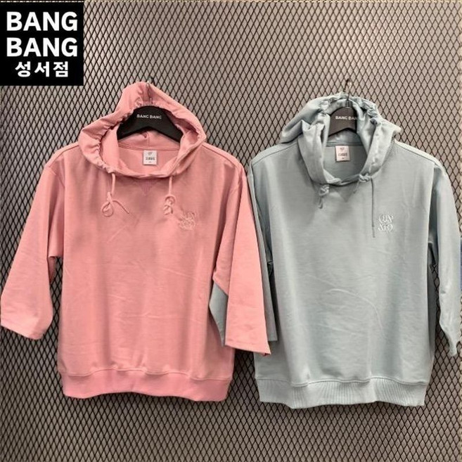 뱅뱅 HC04 봄여름여성 후드 7부소매오버핏티셔츠 CTM139